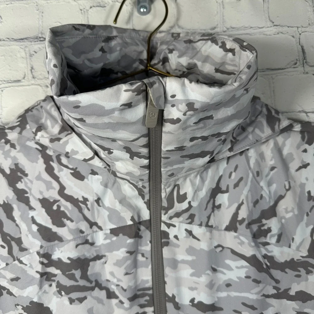 Lululemon Here to Move Windbreaker Jacket 6 Camo Grey Full Zip Hood FLAW
